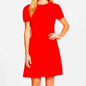 Eliza J Seam Detail Crepe A line dress Short Sleeve Womens Size 10 Red